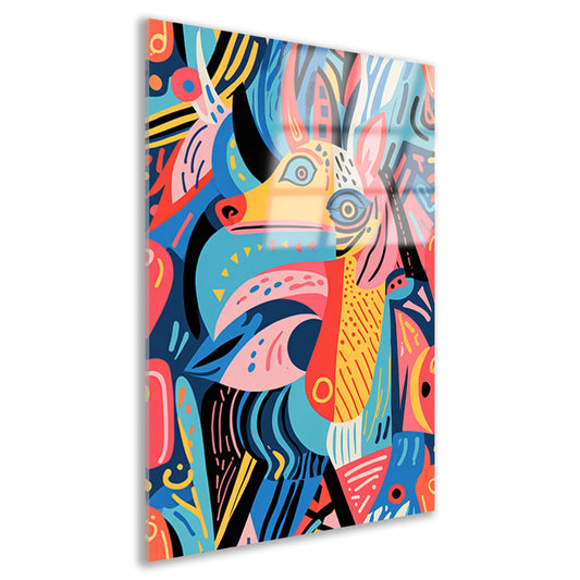 Abstract kleurrijk dierenontwerp met geometrische vormen acrylglas