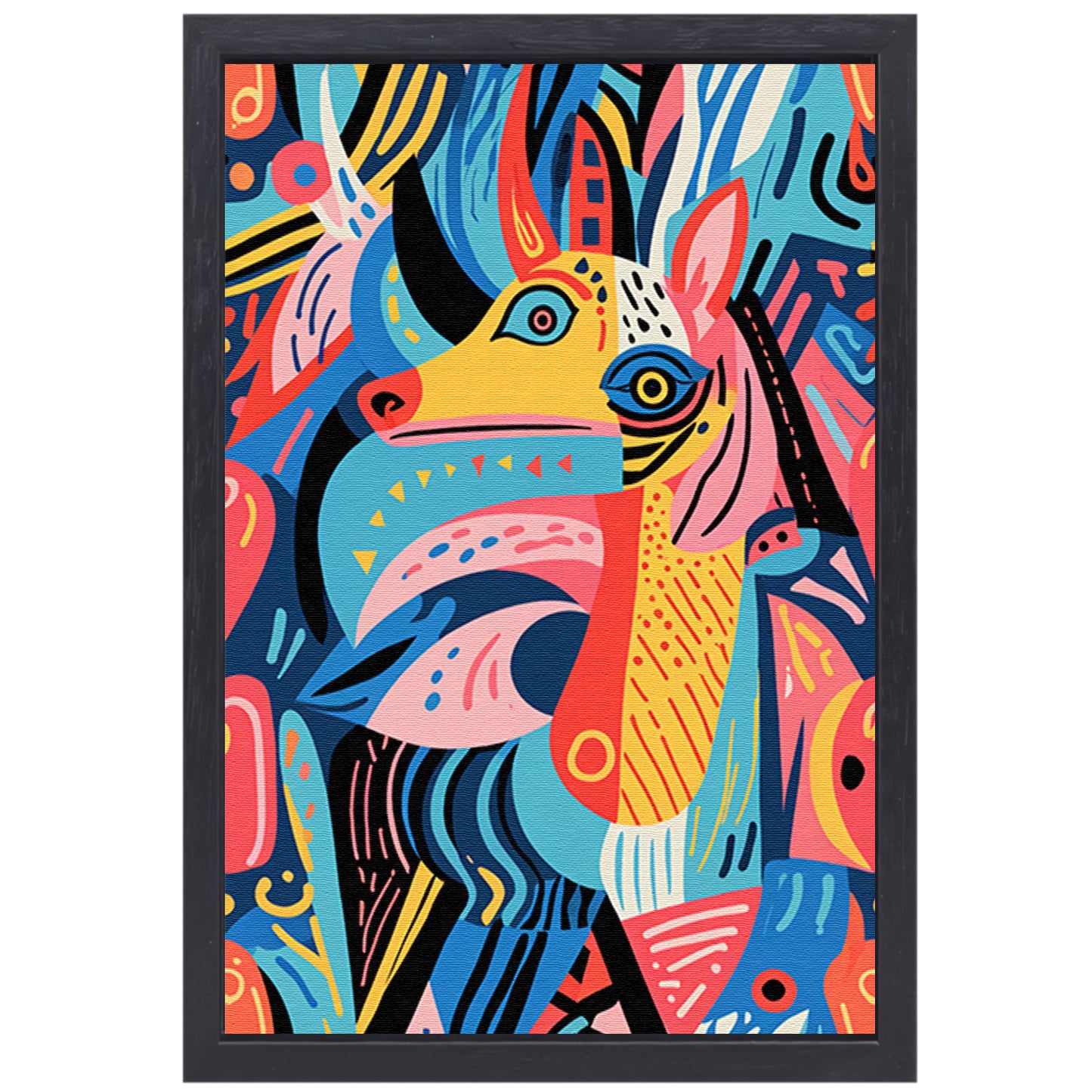 Abstract kleurrijk dierenontwerp met geometrische vormen canvas met baklijst