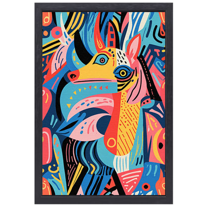 Abstract kleurrijk dierenontwerp met geometrische vormen canvas met baklijst