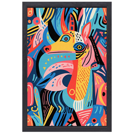 Abstract kleurrijk dierenontwerp met geometrische vormen canvas met baklijst