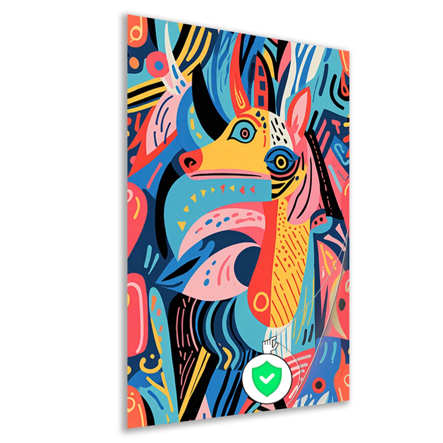 Abstract kleurrijk dierenontwerp met geometrische vormen poster