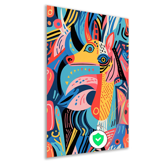 Abstract kleurrijk dierenontwerp met geometrische vormen poster