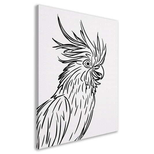 Eenvoudige Zwarte Lijnen Vogel Illustratie canvas