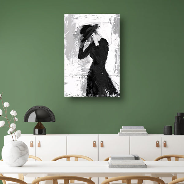 Mysterieuze vrouw in sombere tinten canvas