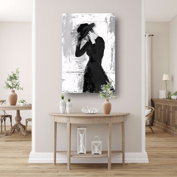Mysterieuze vrouw in sombere tinten canvas
