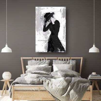 Mysterieuze vrouw in sombere tinten canvas