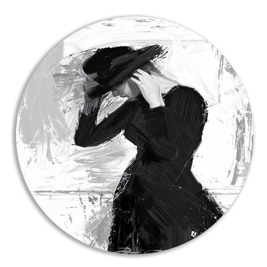 Mysterieuze vrouw in sombere tinten forex muurcirkel