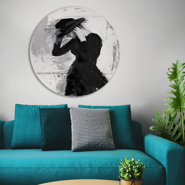 Mysterieuze vrouw in sombere tinten forex muurcirkel
