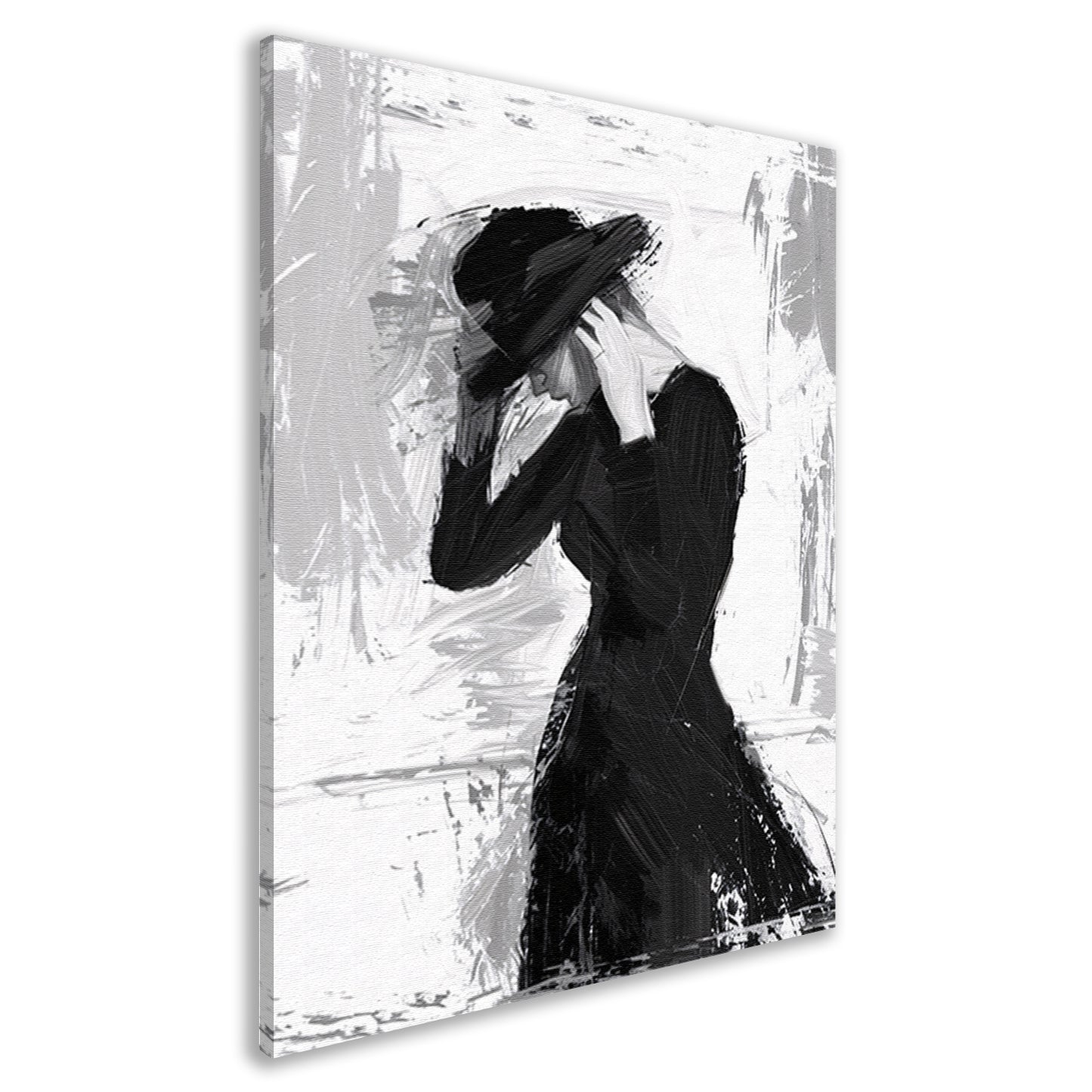 Mysterieuze vrouw in sombere tinten canvas