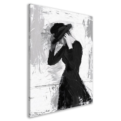 Mysterieuze vrouw in sombere tinten canvas