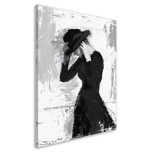 Mysterieuze vrouw in sombere tinten canvas