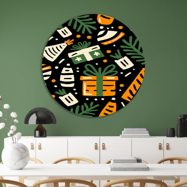 Kleurrijk Feestelijk Cadeau Patroon aluminium muurcirkel