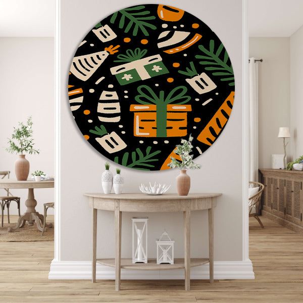 Kleurrijk Feestelijk Cadeau Patroon aluminium muurcirkel