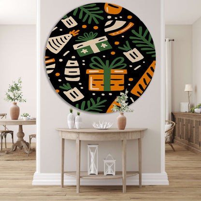 Kleurrijk Feestelijk Cadeau Patroon aluminium muurcirkel