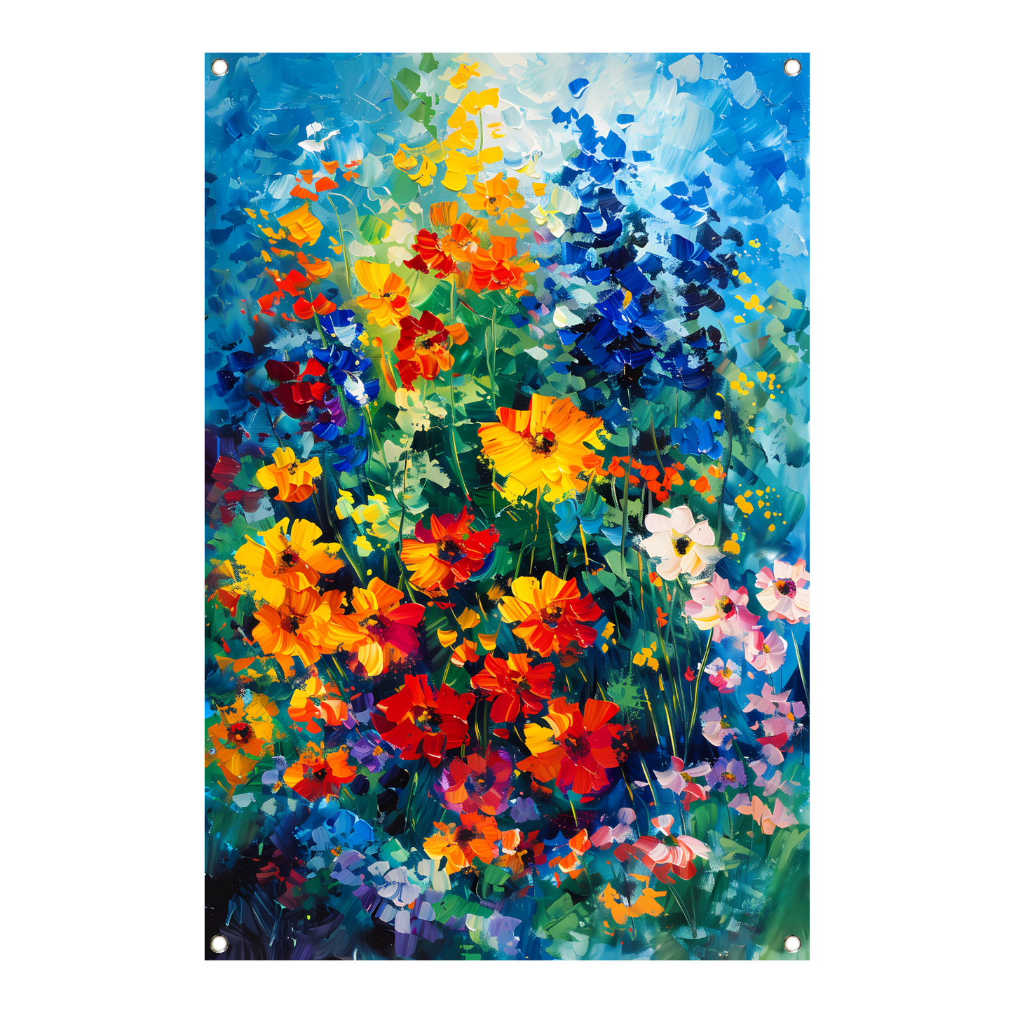 Kleurrijk abstract bloemenveld schilderij tuinposter