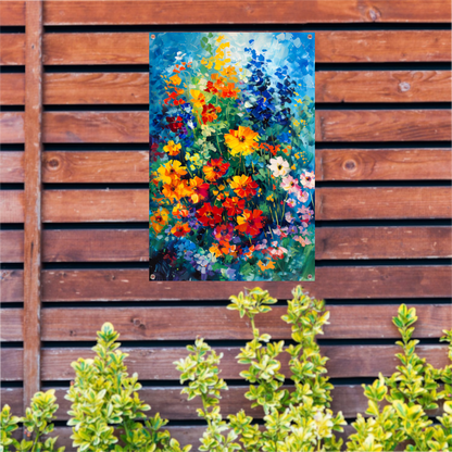 Kleurrijk abstract bloemenveld schilderij tuinposter
