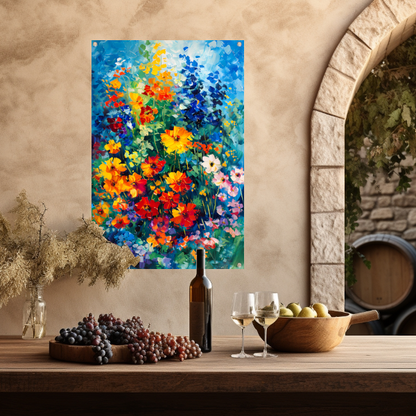 Kleurrijk abstract bloemenveld schilderij tuinposter