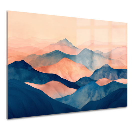 Abstracte Pastelkleurige Bergen in Harmonieuze Golven acrylglas