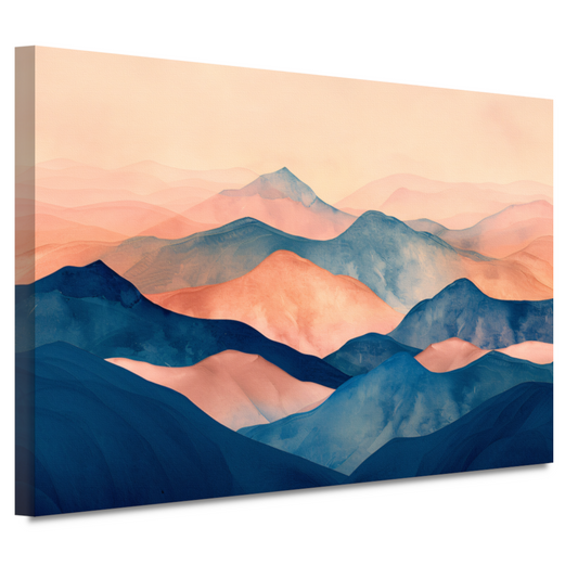 Abstracte Pastelkleurige Bergen in Harmonieuze Golven canvas