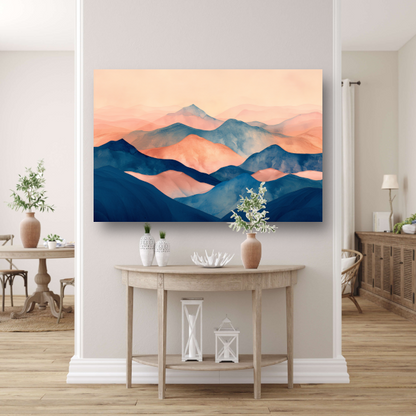 Abstracte Pastelkleurige Bergen in Harmonieuze Golven poster