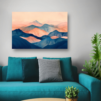 Abstracte Pastelkleurige Bergen in Harmonieuze Golven poster