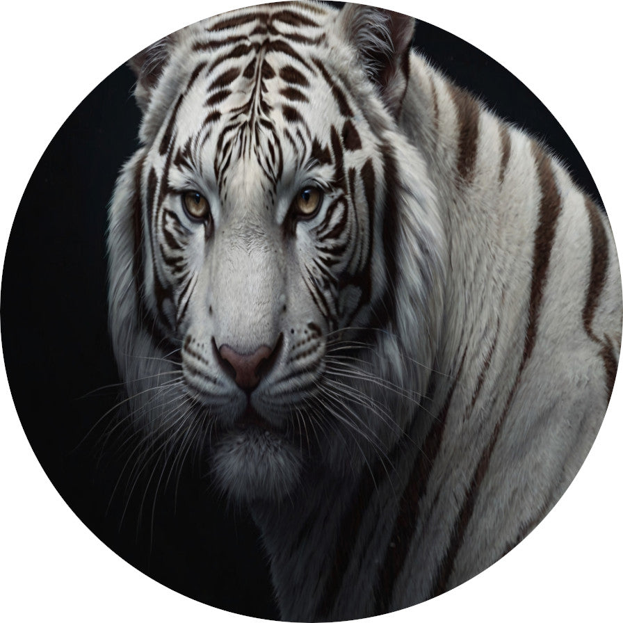 Stille Gaze van de Witte Tijger aluminium muurcirkel