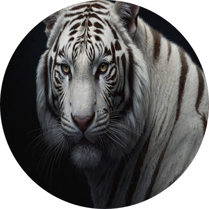 Stille Gaze van de Witte Tijger aluminium muurcirkel