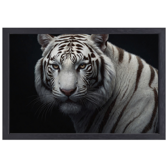 Stille Gaze van de Witte Tijger canvas met baklijst