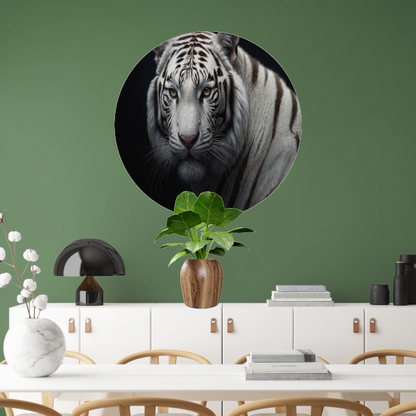 Stille Gaze van de Witte Tijger aluminium muurcirkel