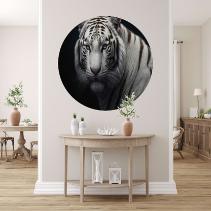 Stille Gaze van de Witte Tijger aluminium muurcirkel