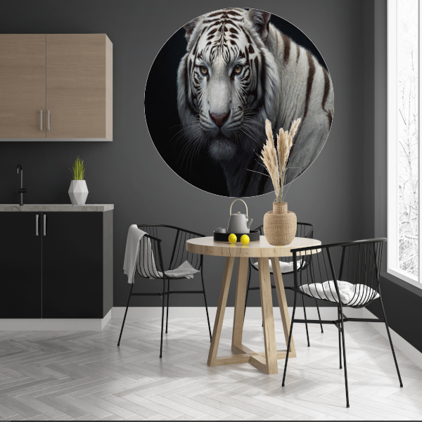 Stille Gaze van de Witte Tijger aluminium muurcirkel