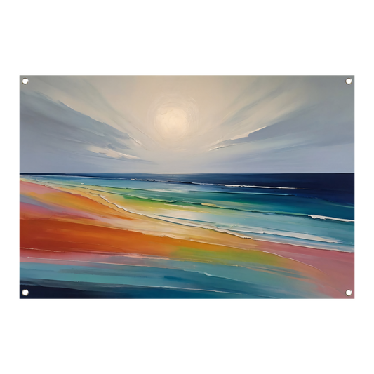 Kleurrijke Abstractie van een Zonsondergang Strand tuinposter