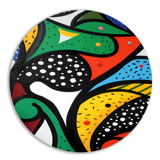 Kleurrijk abstract schilderij met patronen forex muurcirkel