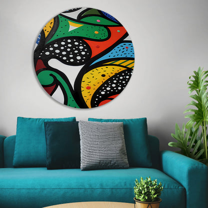 Kleurrijk abstract schilderij met patronen forex muurcirkel