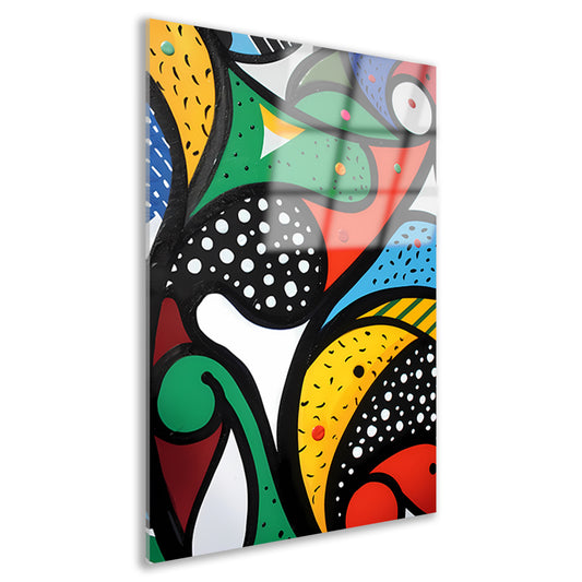 Kleurrijk abstract schilderij met patronen acrylglas