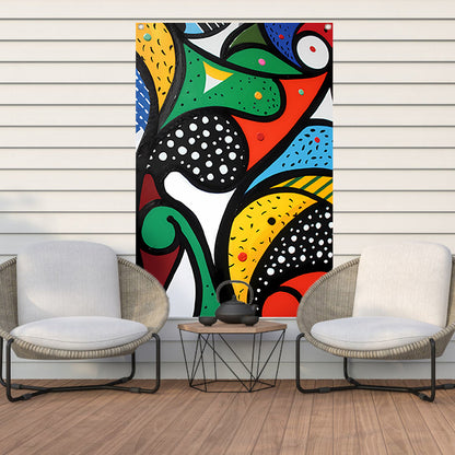Kleurrijk abstract schilderij met patronen tuinposter