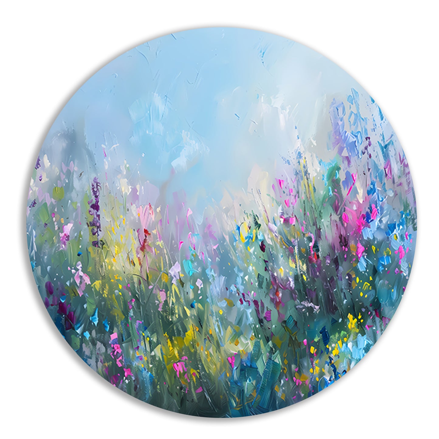 Abstract kleurrijk bloemenveld in natuurstijl forex muurcirkel