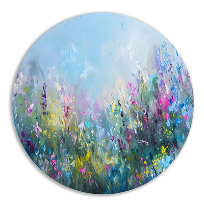 Abstract kleurrijk bloemenveld in natuurstijl forex muurcirkel