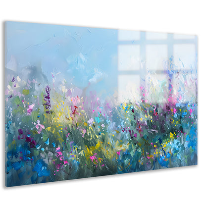 Abstract kleurrijk bloemenveld in natuurstijl acrylglas