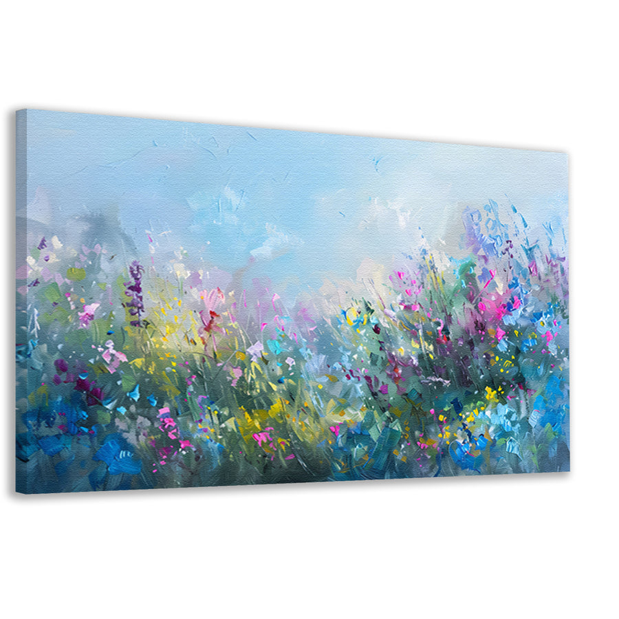 Abstract kleurrijk bloemenveld in natuurstijl canvas