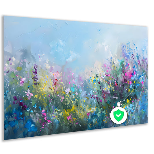 Abstract kleurrijk bloemenveld in natuurstijl poster