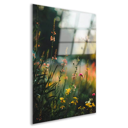 Wilde bloemen in de avondzon acrylglas