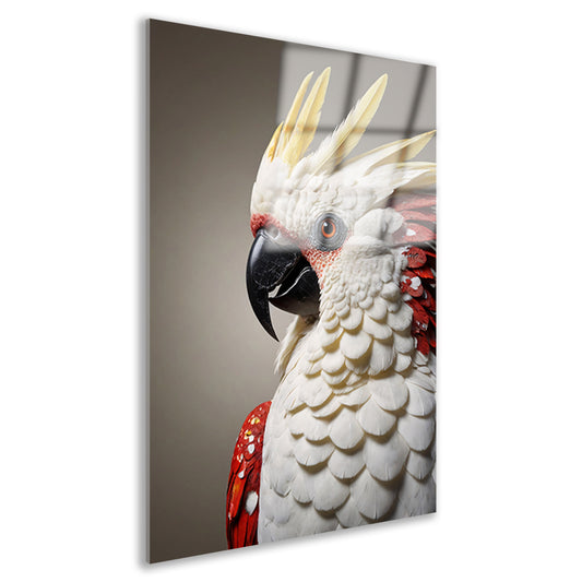 Hyperrealistische Portret van een Rood-Witte Papegaai Acrylglas