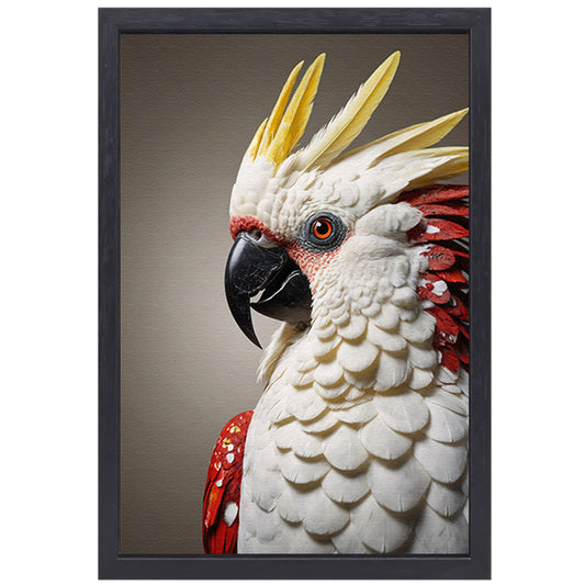Hyperrealistische Portret van een Rood-Witte Papegaai canvas met baklijst