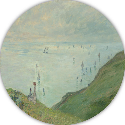 Kliffen bij Pourville - Claude Monet aluminium muurcirkel