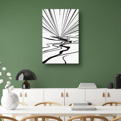 Convergentie van zwarte lijnen op wit poster