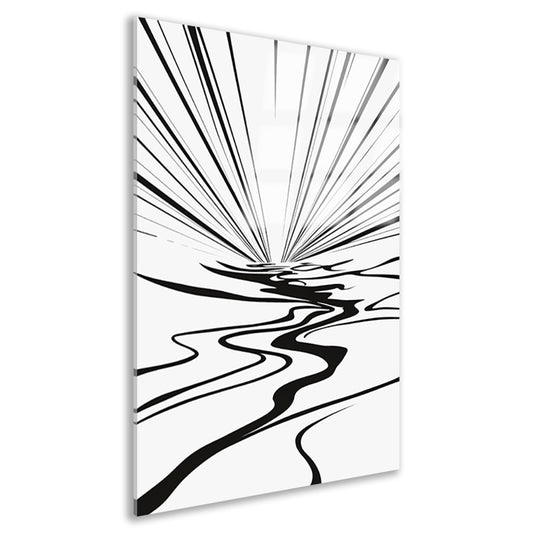 Convergentie van zwarte lijnen op wit acrylglas