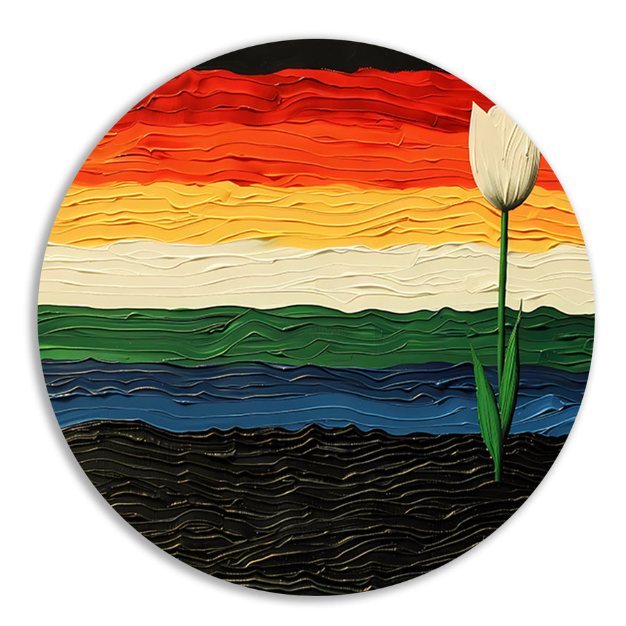 Abstracte kleurrijke tulp schilderij forex muurcirkel