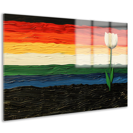 Abstracte kleurrijke tulp schilderij acrylglas