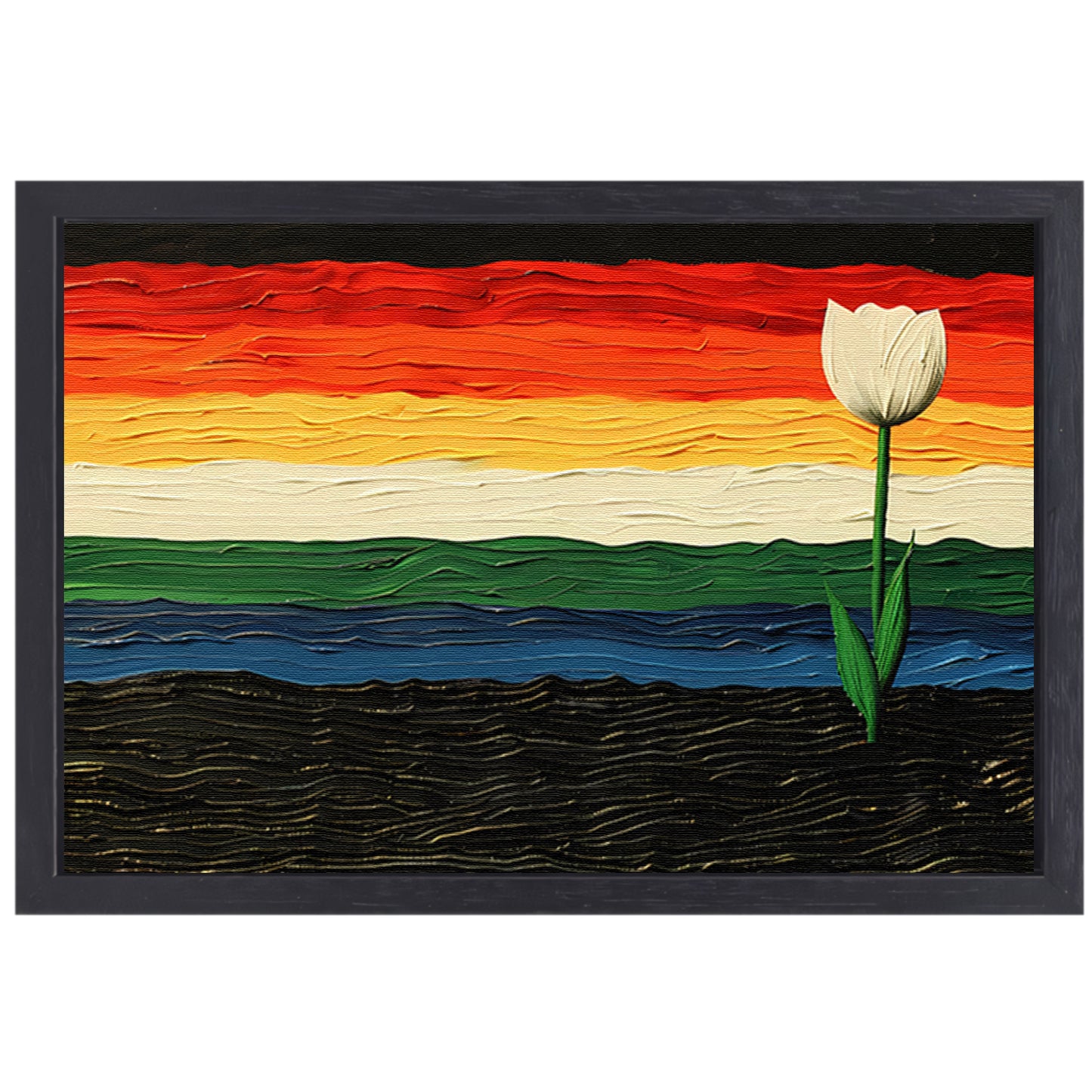 Abstracte kleurrijke tulp schilderij canvas met baklijst